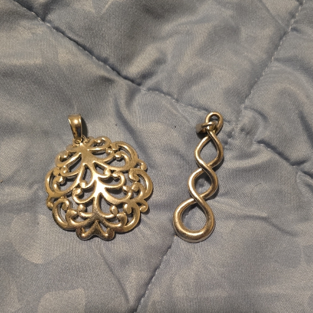 Lia Sophia Silver Filigree and Infinity Pendant Duo